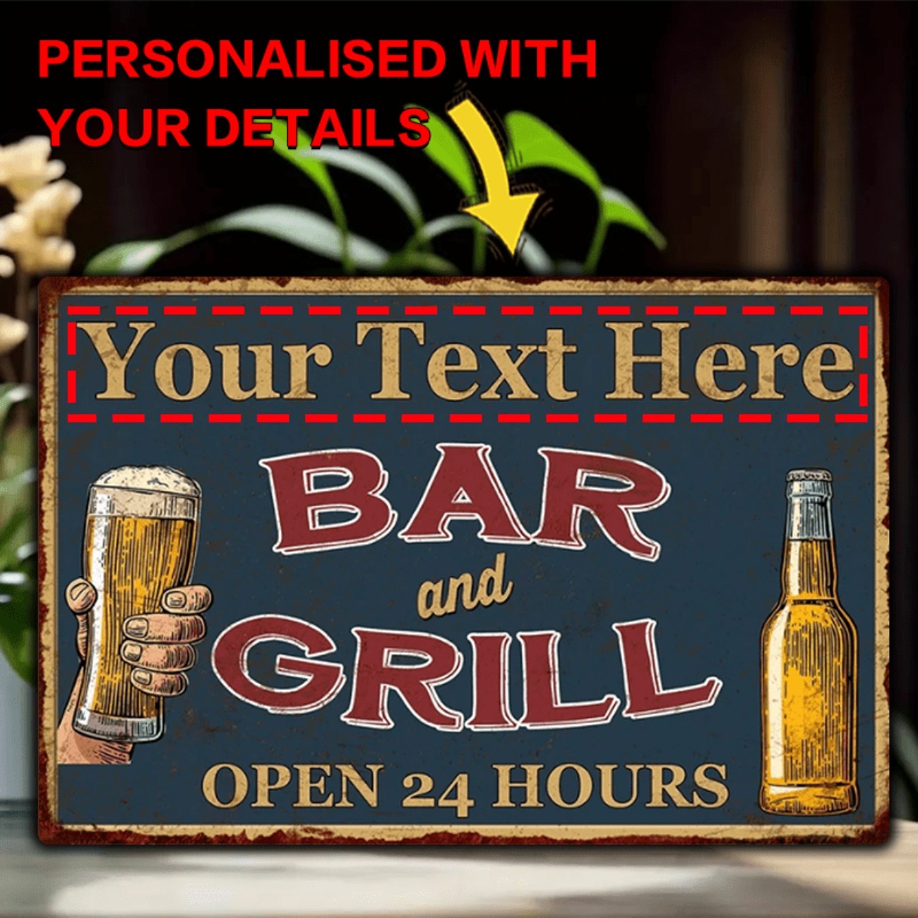 Home Bar Accessories - Personalizowana aluminiowa tabliczka do baru i