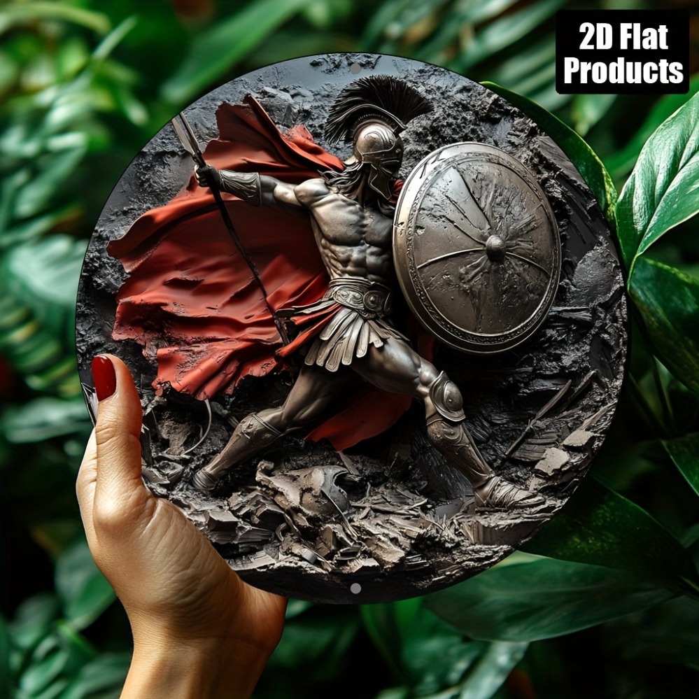 Home Bar Accessories - Okrągły obrazek w stylu wojownika spartańskiego,
